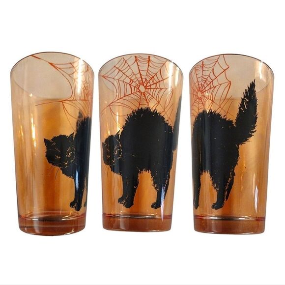 Halloween Town Spooky Prints 6"h Colored Glass Tumblers Set of 3 NWT - Picture 10 of 15